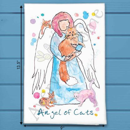 Angel of Cats Tea Towel – Comfort for Cat Lovers