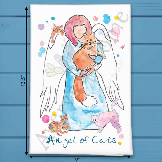 Angel of Cats Tea Towel – Comfort for Cat Lovers