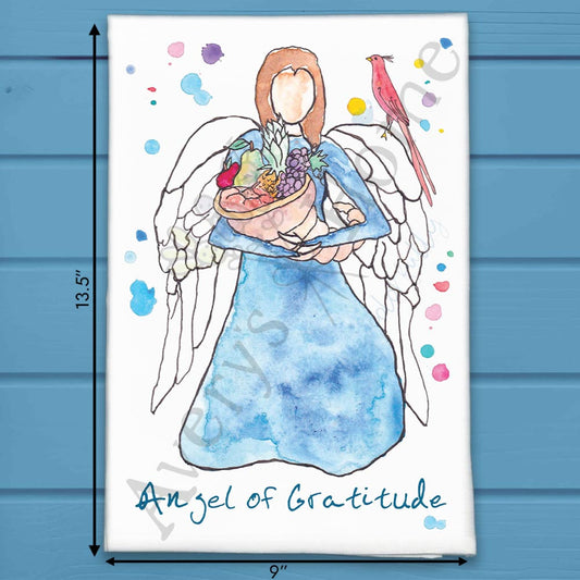 Angel of Gratitude Tea Towel – Thanksgiving Blessing