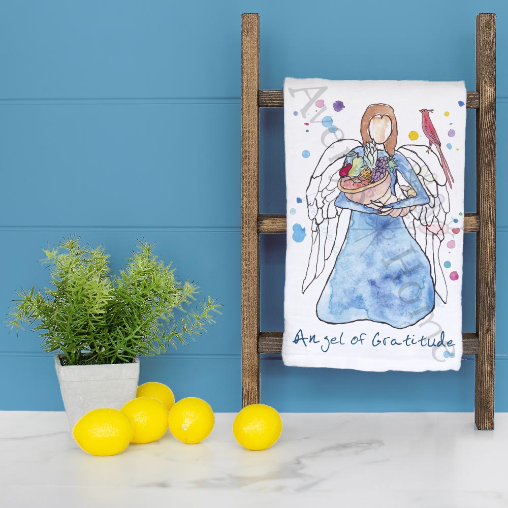 Angel of Gratitude Tea Towel – Thanksgiving Blessing