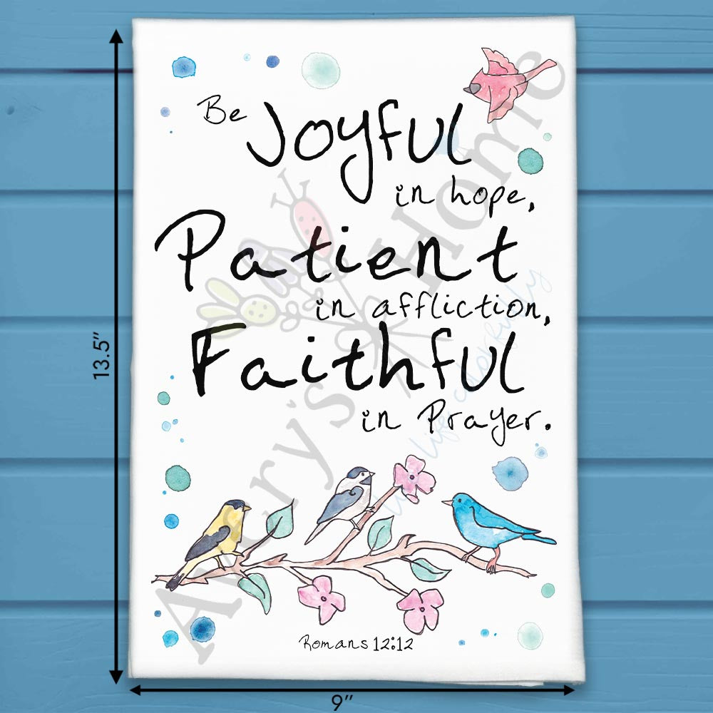 Be Joyful Tea Towel – Bible Verse Bird Gift