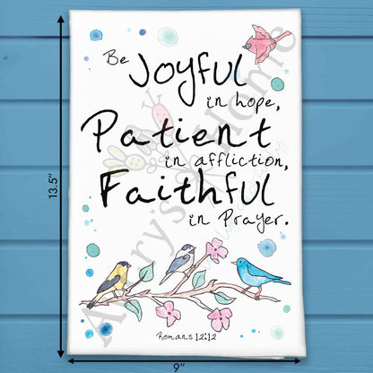 Be Joyful Tea Towel – Bible Verse Bird Gift