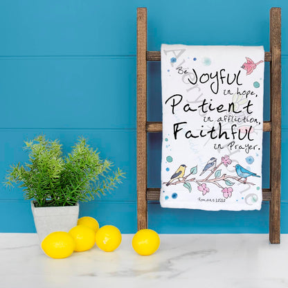 Be Joyful Tea Towel – Bible Verse Bird Gift