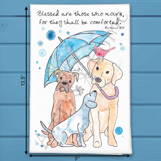 Sympathy Dog & Bird Tea Towel – Pet Loss Comfort
