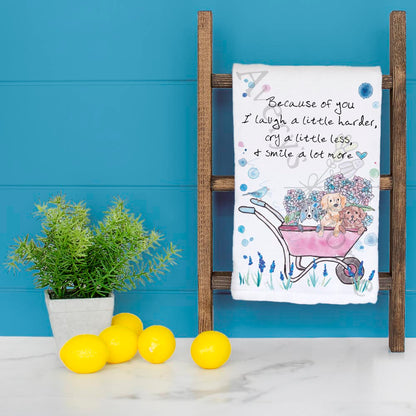 Hydrangeas & Dogs Tea Towel – Gardening Gift