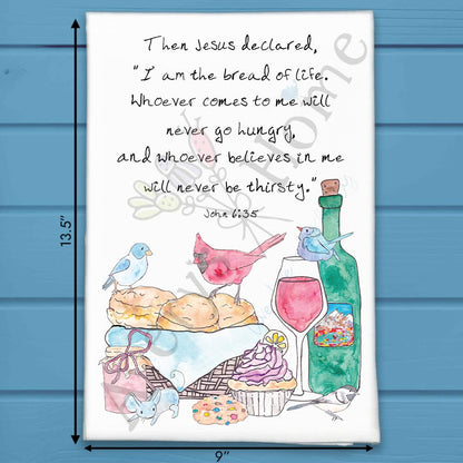 Food, Wine & Jesus Tea Towel – Faithful Kitchen Decor