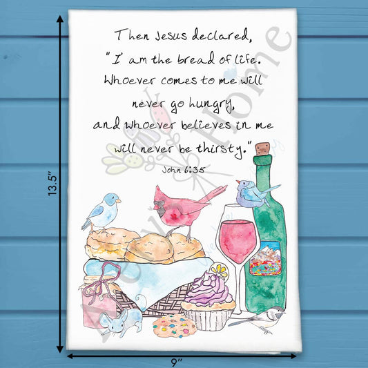 Food, Wine & Jesus Tea Towel – Faithful Kitchen Decor