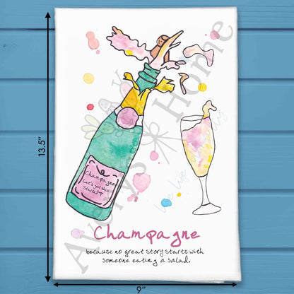Pop the Champagne Tea Towel – Celebration Gift