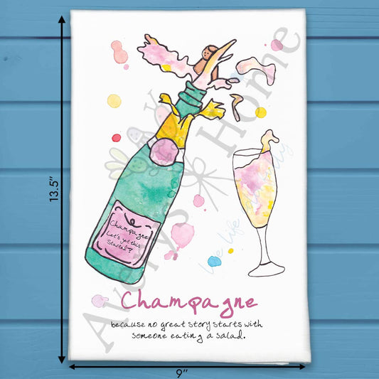 Pop the Champagne Tea Towel – Celebration Gift