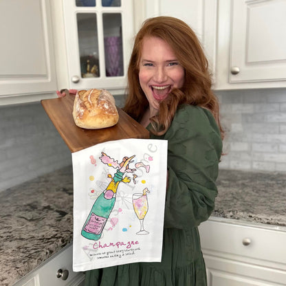 Pop the Champagne Tea Towel – Celebration Gift