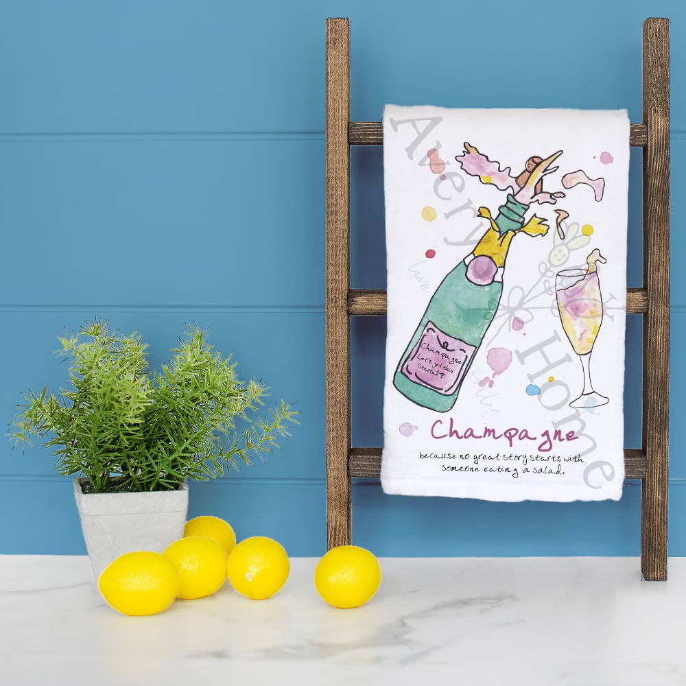 Pop the Champagne Tea Towel – Celebration Gift