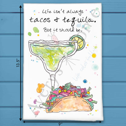 Tacos & Tequila Tea Towel – Fiesta Kitchen Decor