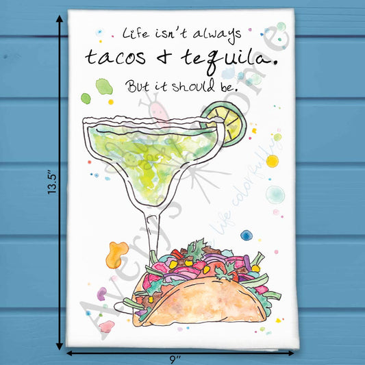 Tacos & Tequila Tea Towel – Fiesta Kitchen Decor