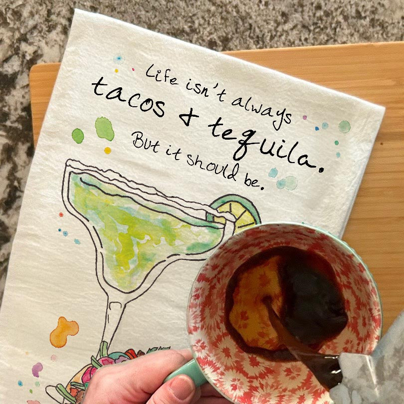 Tacos & Tequila Tea Towel – Fiesta Kitchen Decor