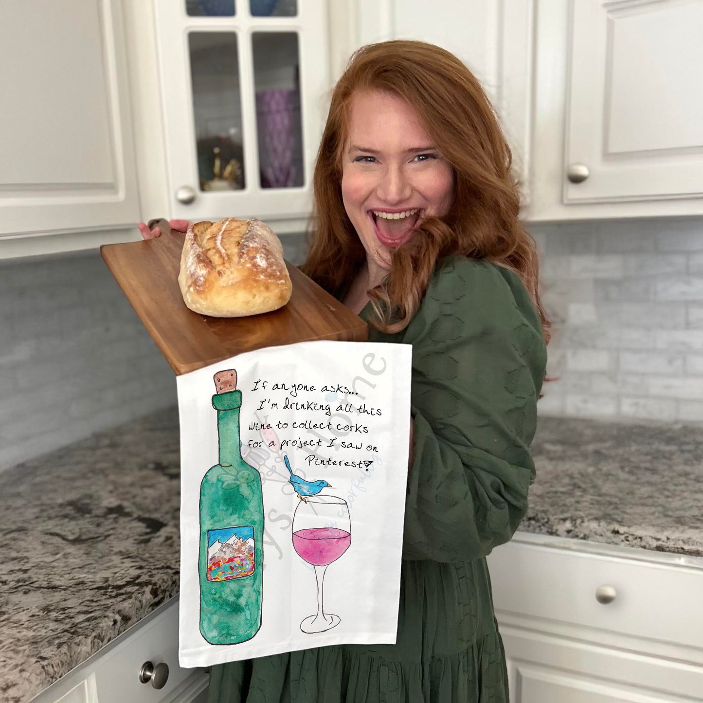 Pinterest Project Tea Towel – Wine Humor Gift