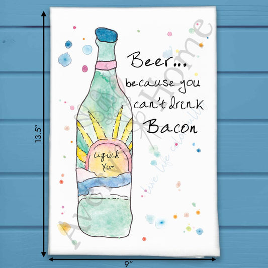 Beer & Bacon Tea Towel – Funny Bar Gift