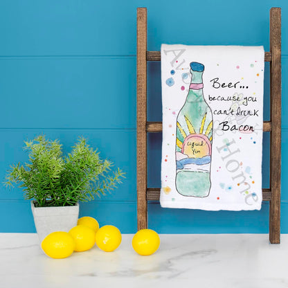 Beer & Bacon Tea Towel – Funny Bar Gift