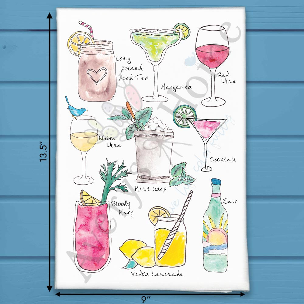 Alcohol Tea Towel – Funny Cocktail Gift