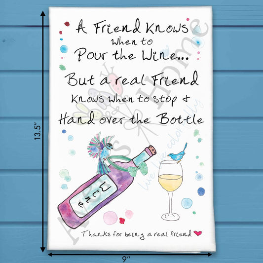 Wine Friend Tea Towel – Funny Bird Gift