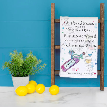 Wine Friend Tea Towel – Funny Bird Gift