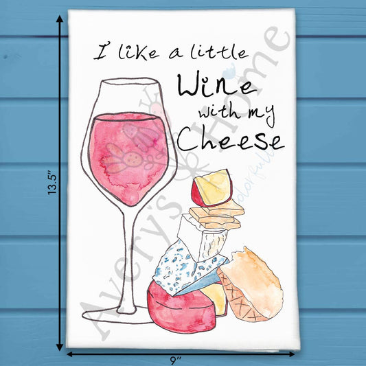 Wine & Cheese Tea Towel – Pairing Humor Gift