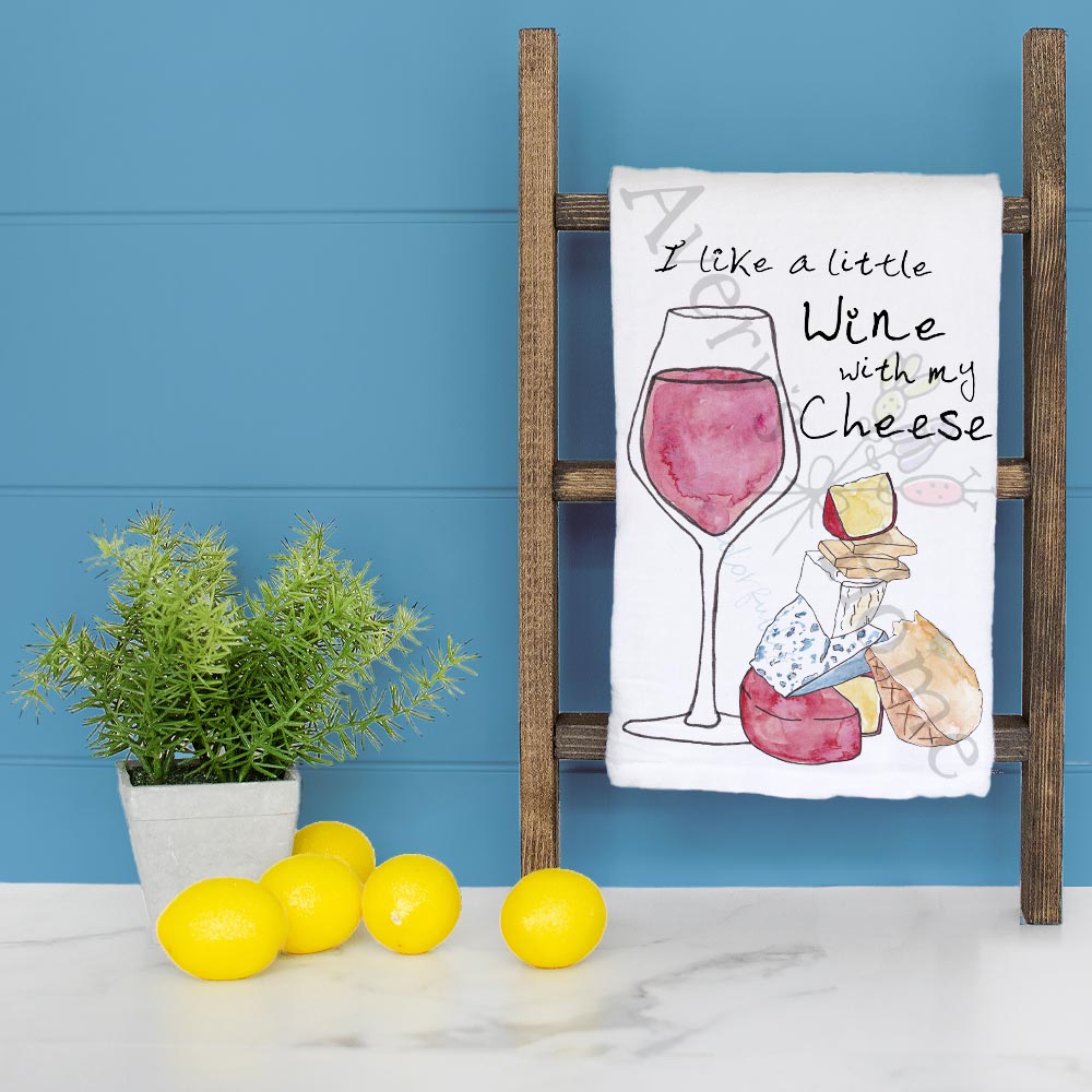 Wine & Cheese Tea Towel – Pairing Humor Gift