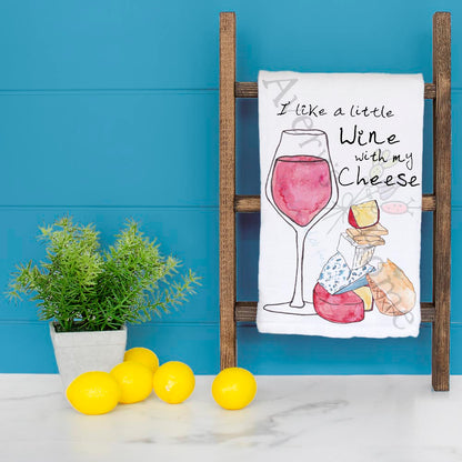 Wine & Cheese Tea Towel – Pairing Humor Gift