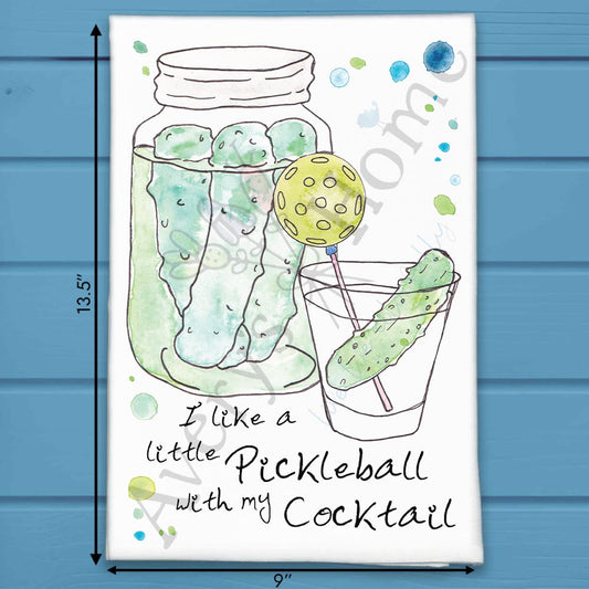 Pickleball Pickle Tea Towel – Drink Humor Gift