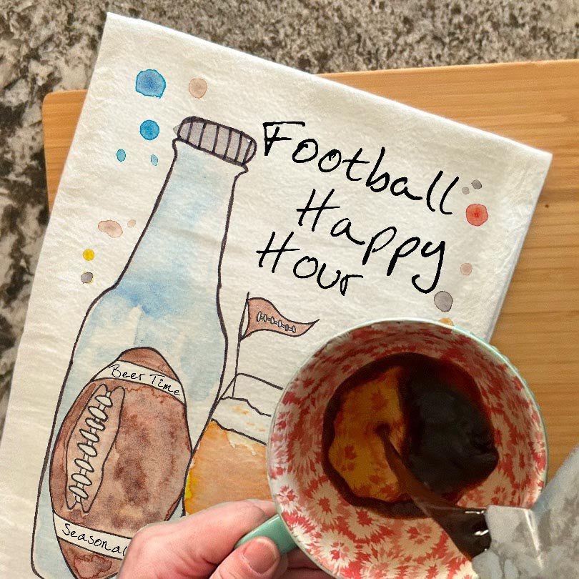 Football & Cocktails Tea Towel – Game Day Gift