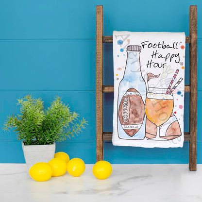 Football & Cocktails Tea Towel – Game Day Gift