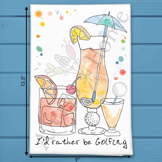 Golf & Cocktails Tea Towel – Tee Time Humor