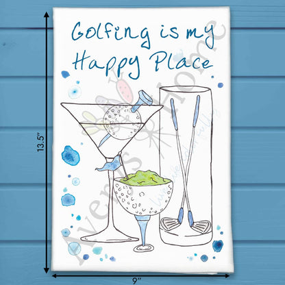 Golf Happy Place Tea Towel – 19th Hole Gift