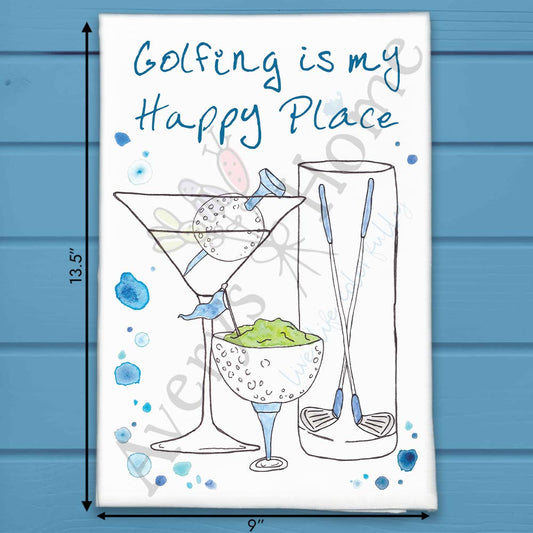 Golf Happy Place Tea Towel – 19th Hole Gift