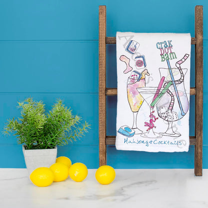 Mahjong & Cocktails Tea Towel – Funny Game Gift