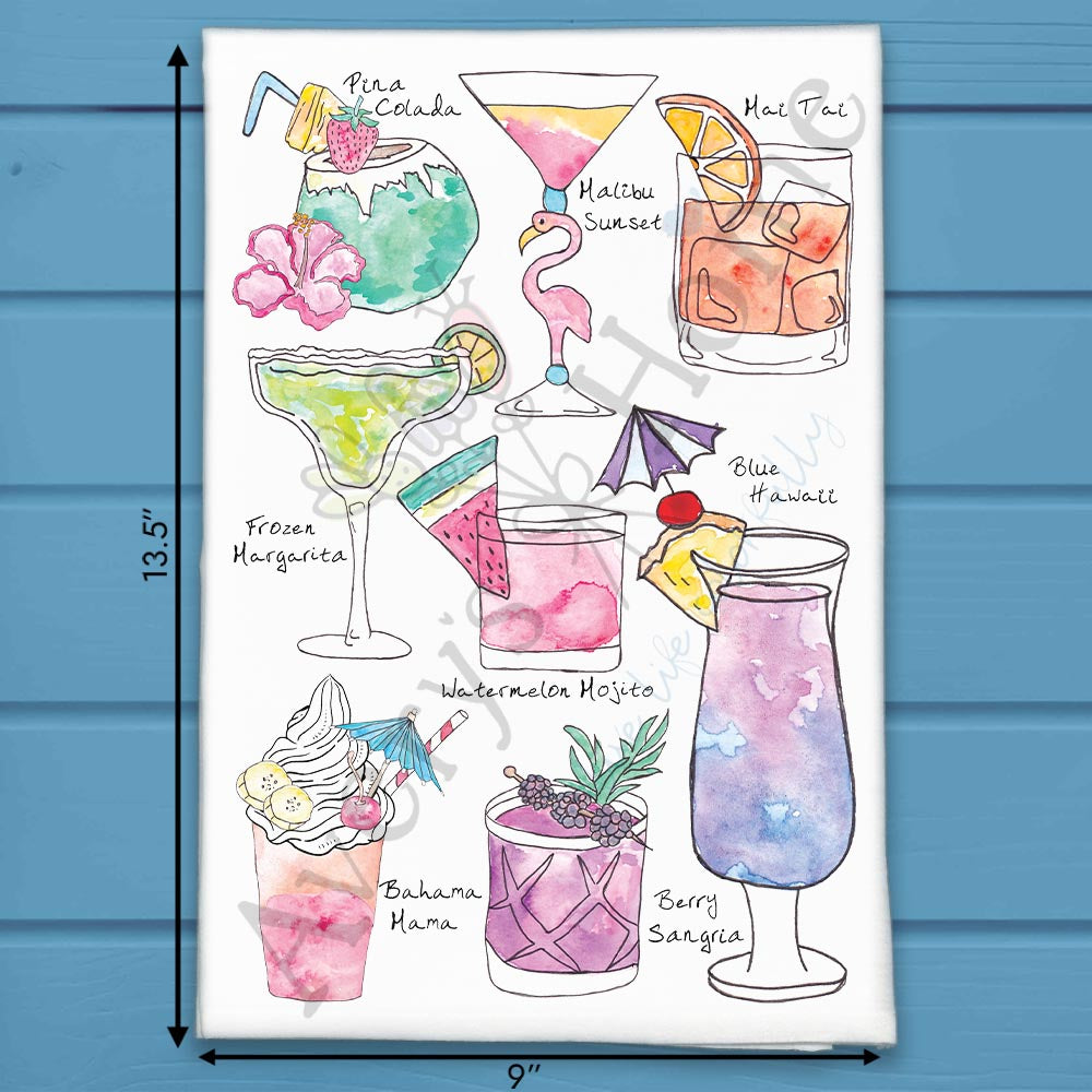 Lake Cocktails Tea Towel – Lakeside Drink Gift