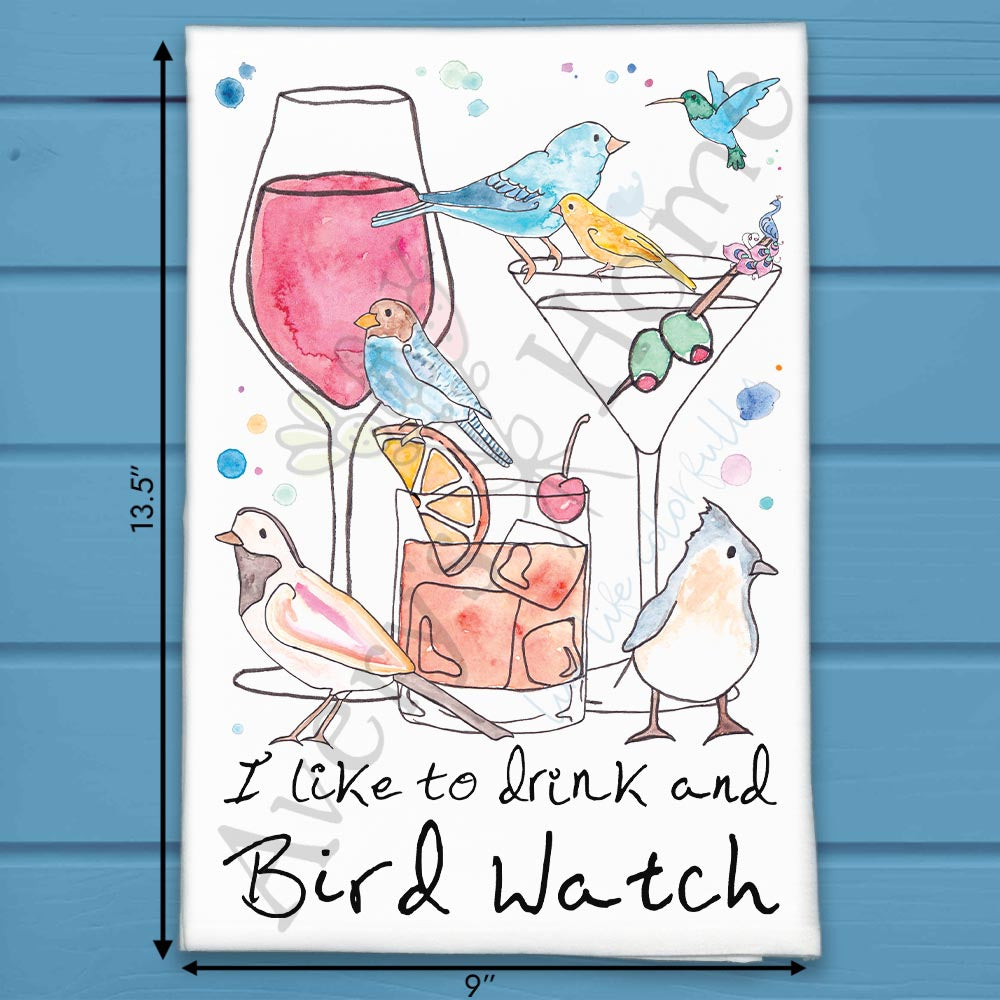 I Like to Drink & Birdwatch Garden Kitchen Decor Tea Towel
