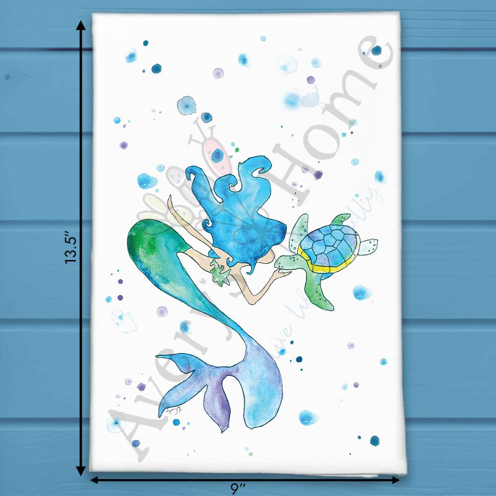 Mermaid & Turtle Tea Towel