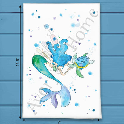 Mermaid & Turtle Tea Towel