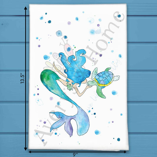 Mermaid & Turtle Tea Towel
