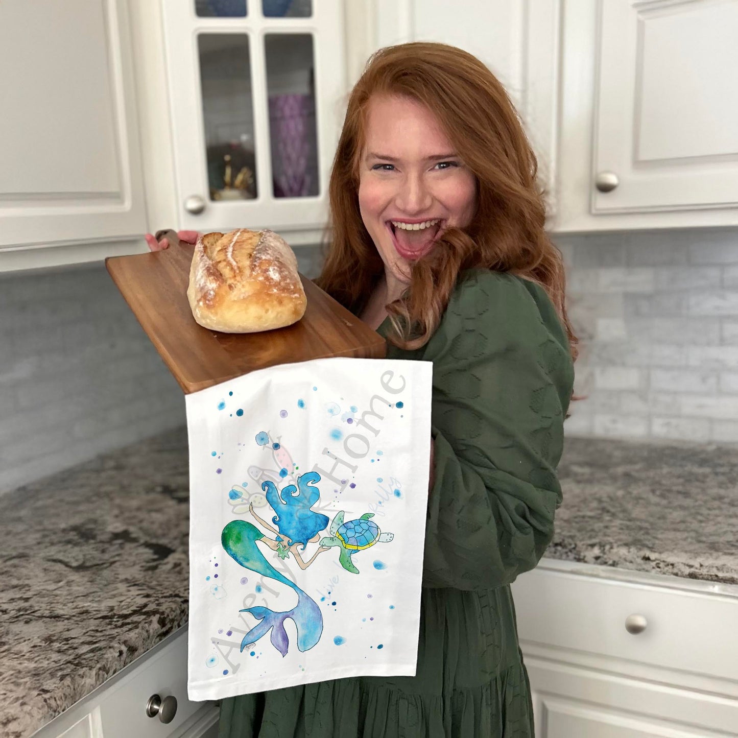 Mermaid & Turtle Tea Towel