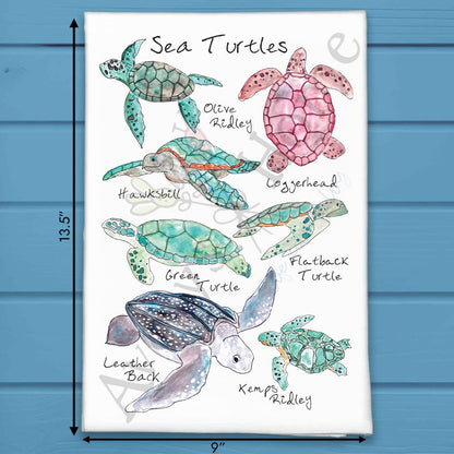 Sea Turtle Breeds Tea Towel – Peaceful Ocean Decor