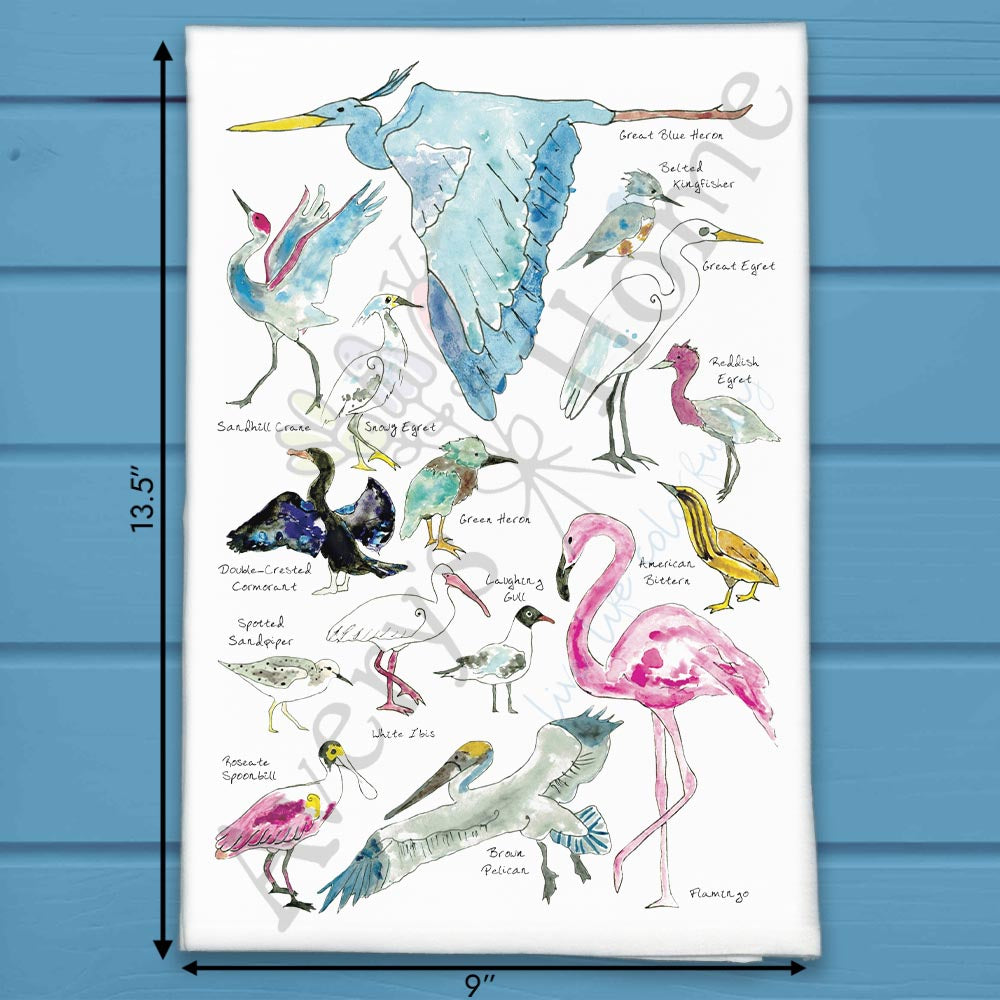 Coastal Birds Tea Towel – Pelican & Heron Gift