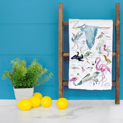 Coastal Birds Tea Towel – Pelican & Heron Gift