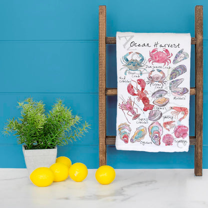 Ocean Harvest Tea Towel – Coastal Seafood Decor