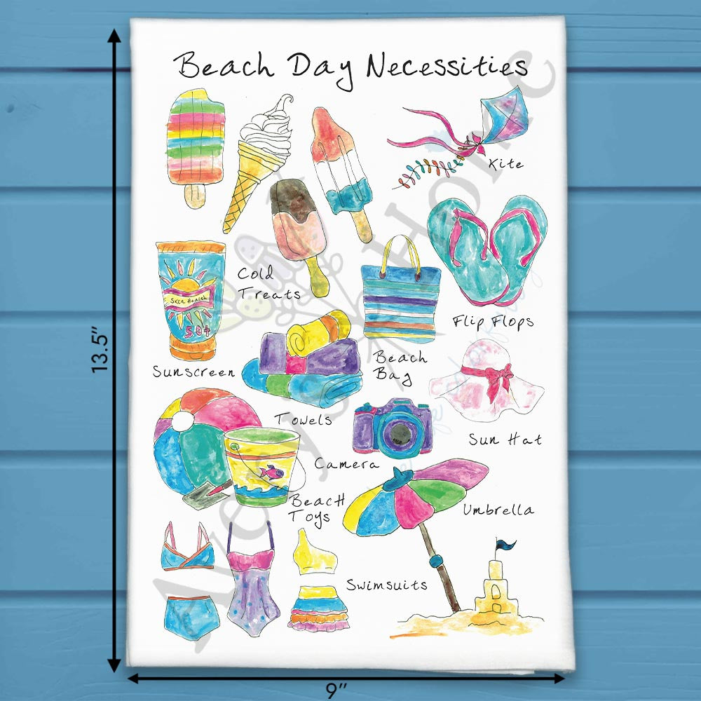 Beach Day Essentials Tea Towel – Summer Gift