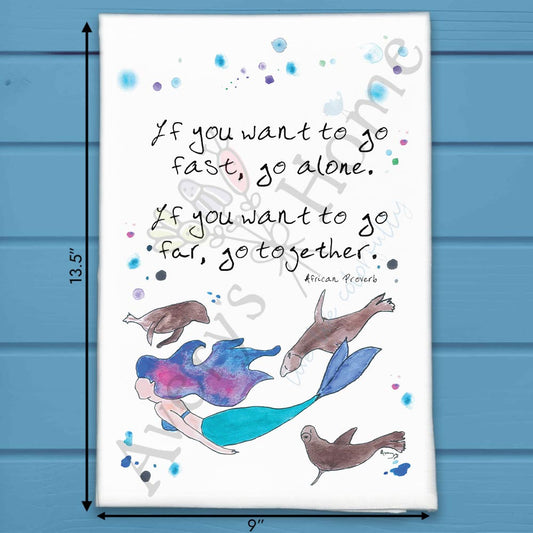 Mermaid & Seals Tea Towel – Ocean Whimsy Gift