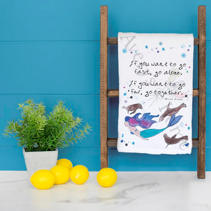 Mermaid & Seals Tea Towel – Ocean Whimsy Gift