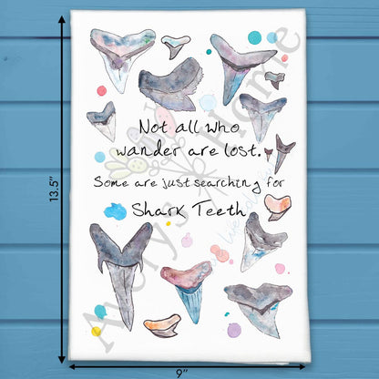 Shark Tooth Hunter Tea Towel – Beach Adventure Gift