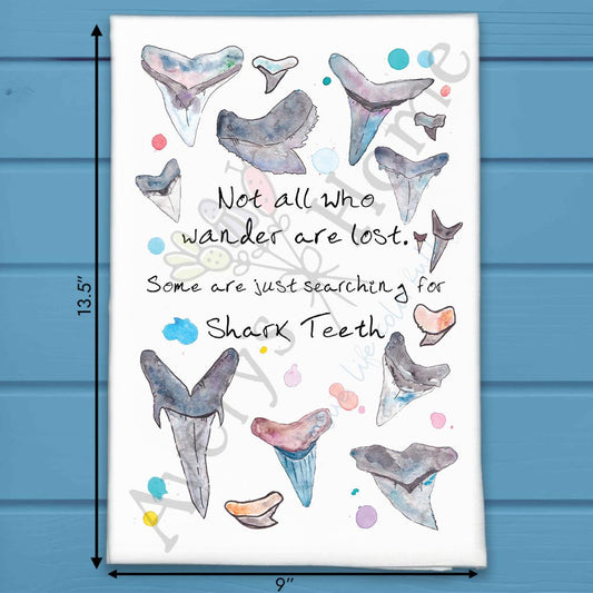 Shark Tooth Hunter Tea Towel – Beach Adventure Gift