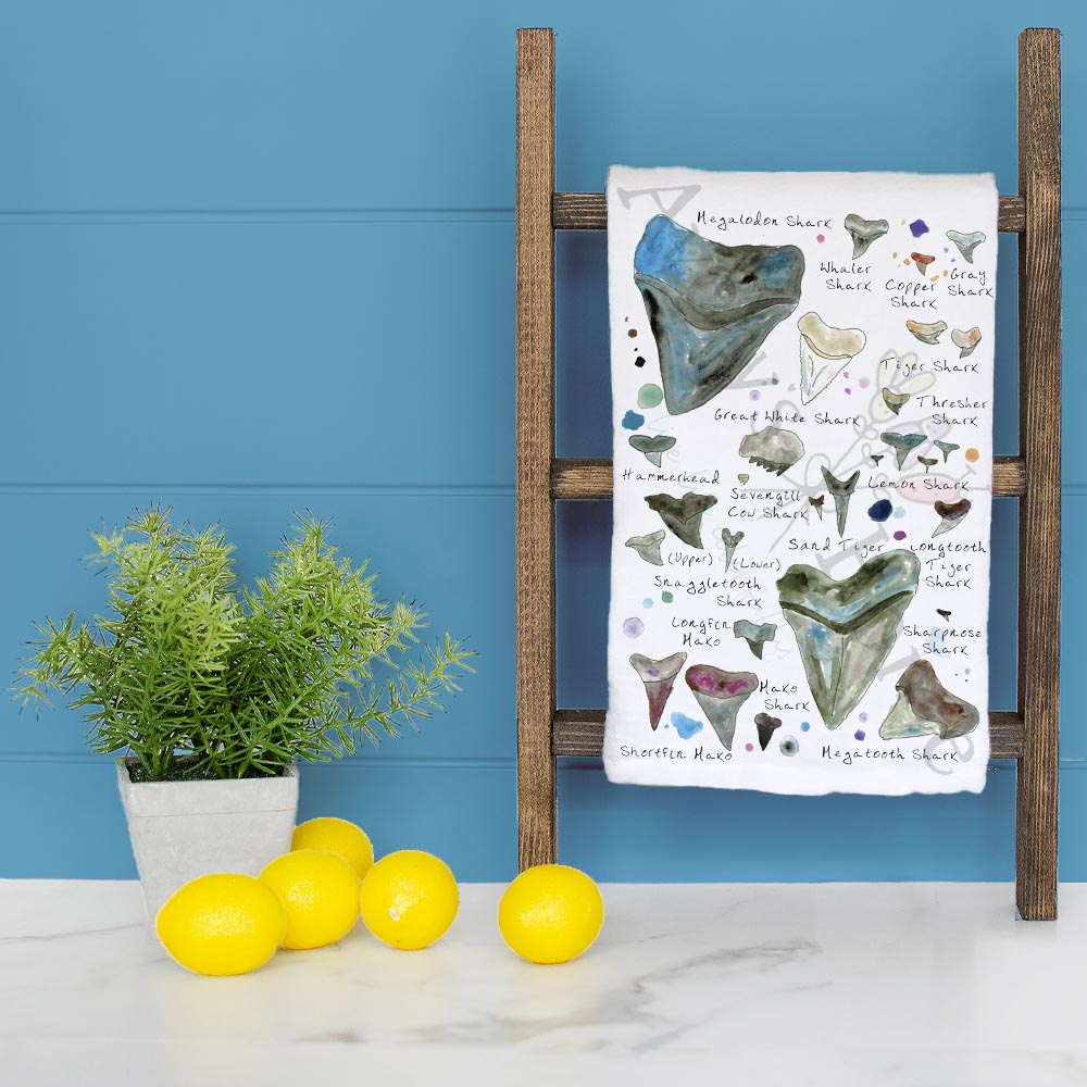 Shark Teeth Collector Tea Towel – Collector Chart Gift